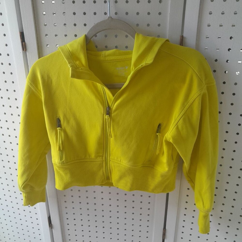 Old Navy Active Dynamic Fleece Crop Top Hoody, Girls, Size M (8), Neon